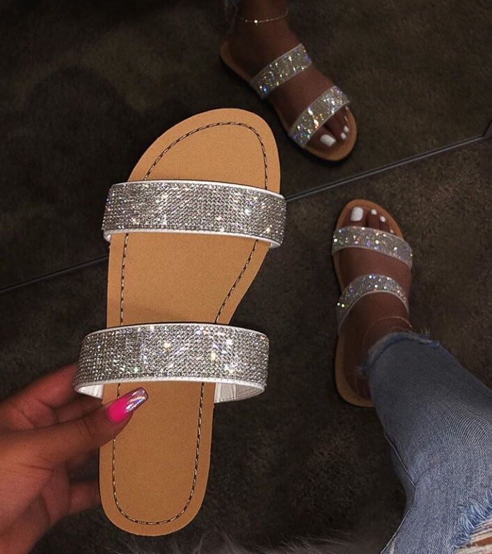 diamond flat slippers-3